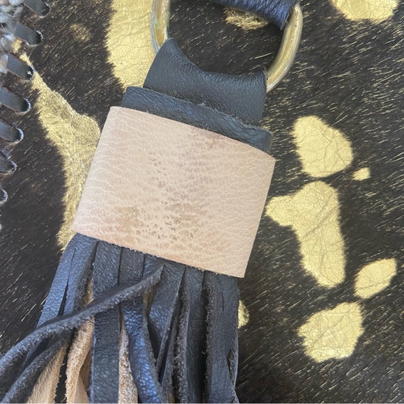 Go West Designs Western Black Gold cowhide leather bag with fringe - Picture 2 of 8